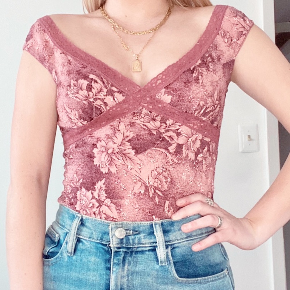 Floral pink off the shoulder top